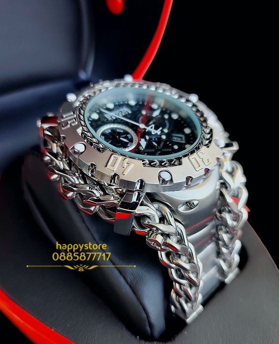 INVICTA Gladiator Silver black dial 60 mm, Инвикта нов ръчен часовник