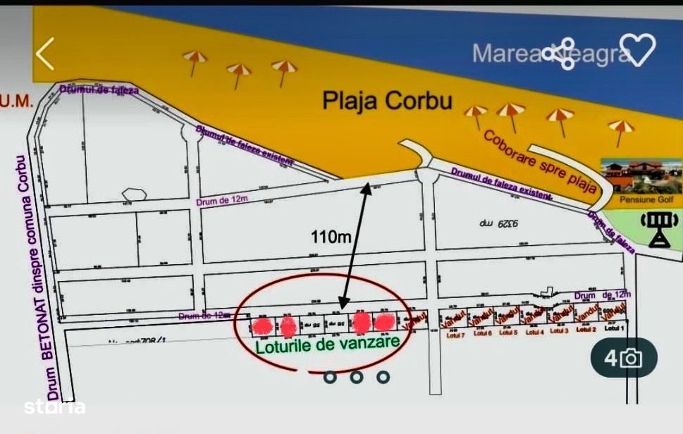 Teren de vanzare lângă mare , 515 mp