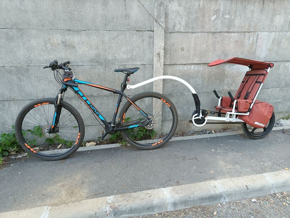 Remorcă bicicletă copii Weehoo (Scaun/Sistem tractare + copertină)