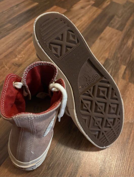 Converse piele intoarsa roz