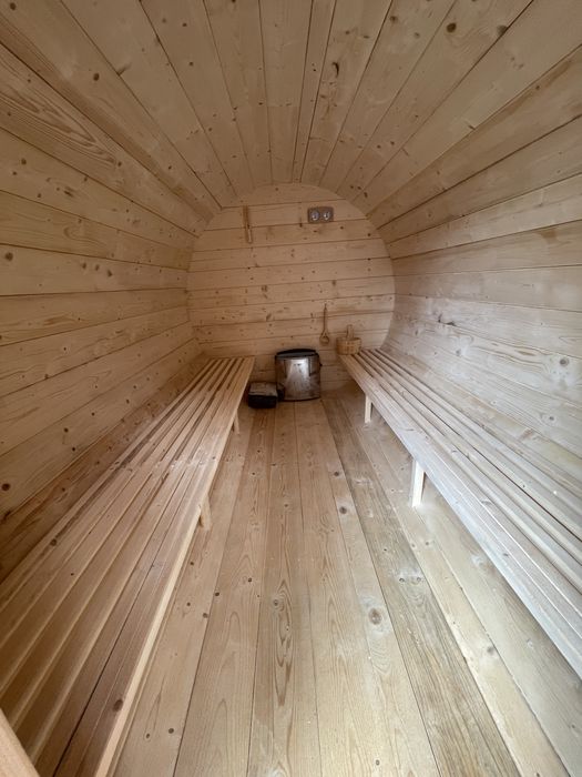 Sauna tip butoi din lemn
