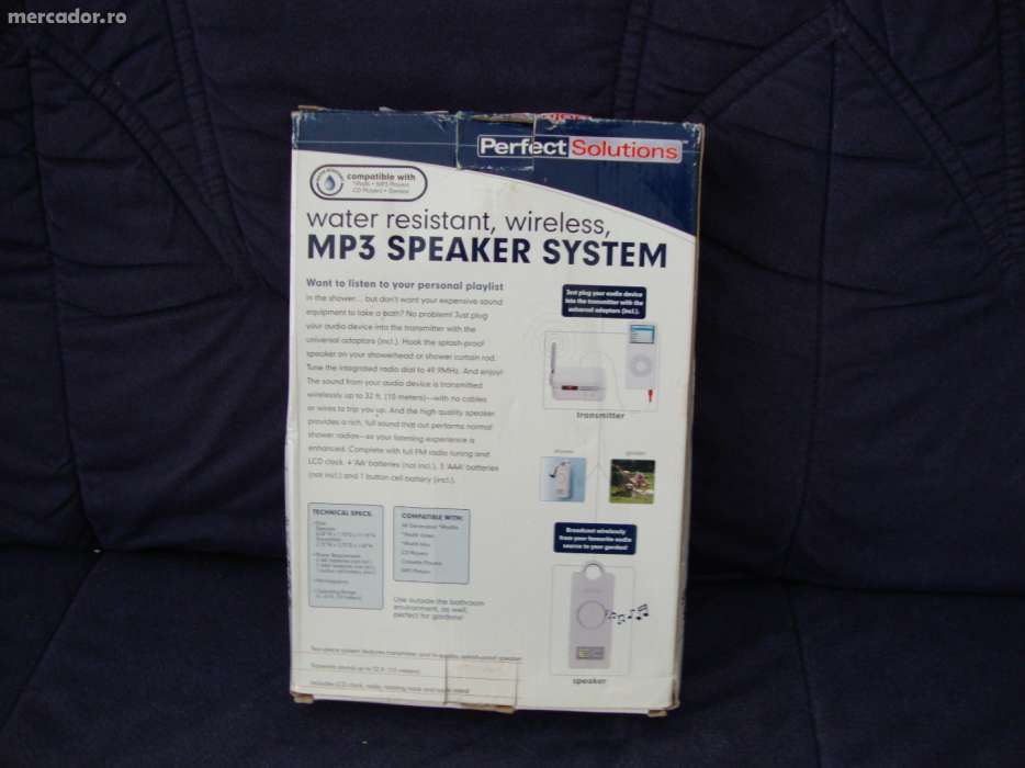 MP 3 wireless pentru baie sau cabina de dus