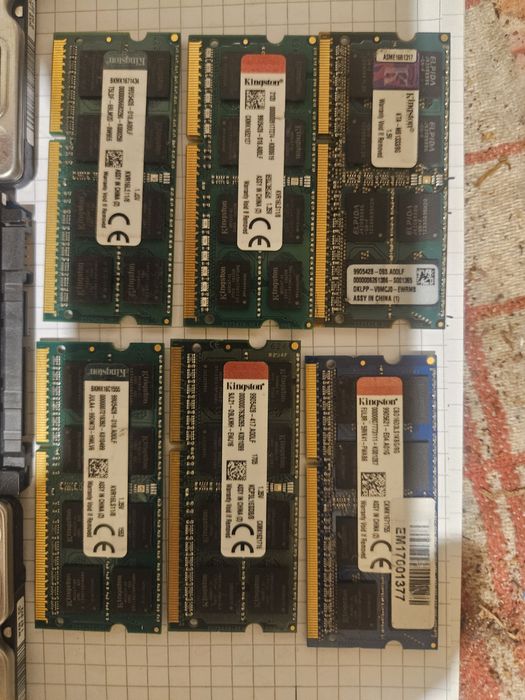 Lot 6 memorii laptop 8gb ddr3 si 6 hdd laptop 500gb 100% viata