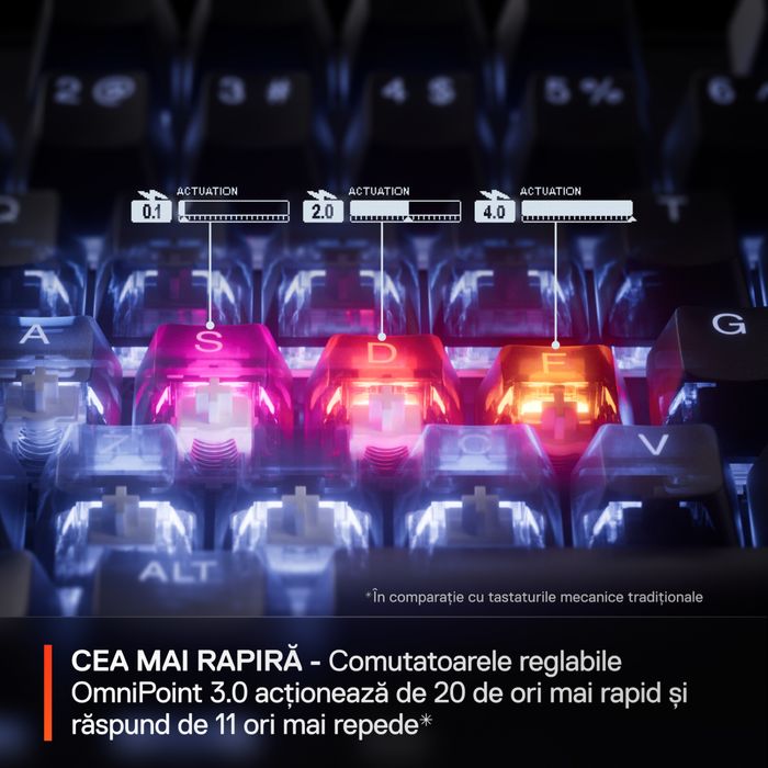 Tastatura gaming SteelSeries Apex Pro TKL, alba, OmniPoint 3.0, Rapid Trigger