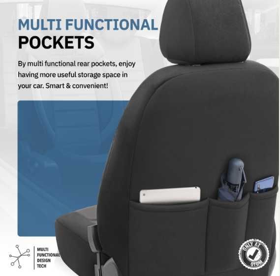 Луксозна тапицерия OTOM текстил с еко кожа COMFORT LINE Design – Черна с бял шев