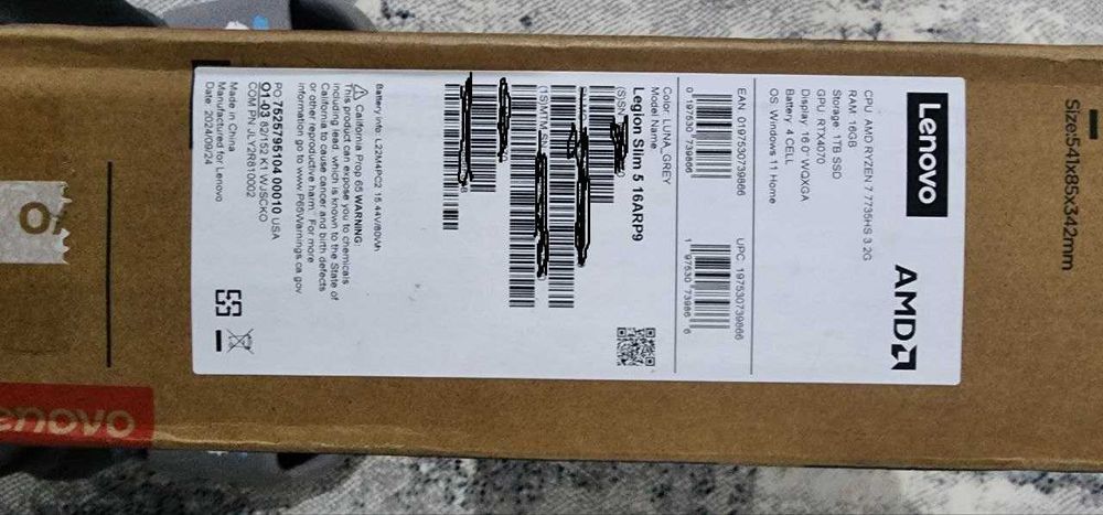 АКЦИЯ - 16" Lenovo Legion Slim5 Gen9 - тонкий игровой ноутбук из США