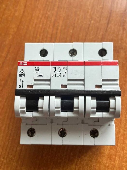 Siguranță automată ABB S293-C80, 3P, 80A, curba C, 6kA, DIN