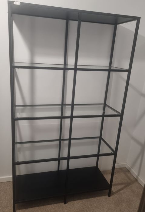 Raft metalic cu polite din sticla