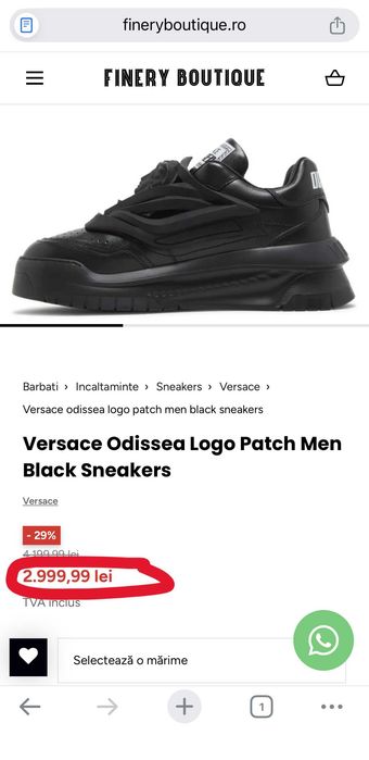 [MĂRIMI PE STOC: 40 / 41] Adidasi/sneakers barbati Versace Odissea Full Black