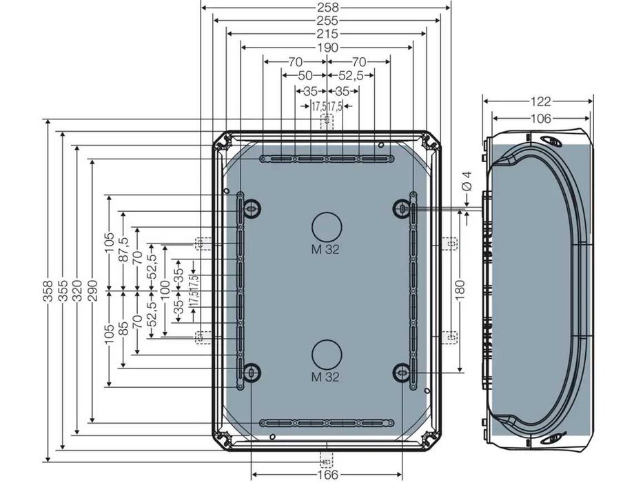 Cutie joncțiune HENSEL KF 5050 G KF5050G 355x255x122mm + 4x presetupe
