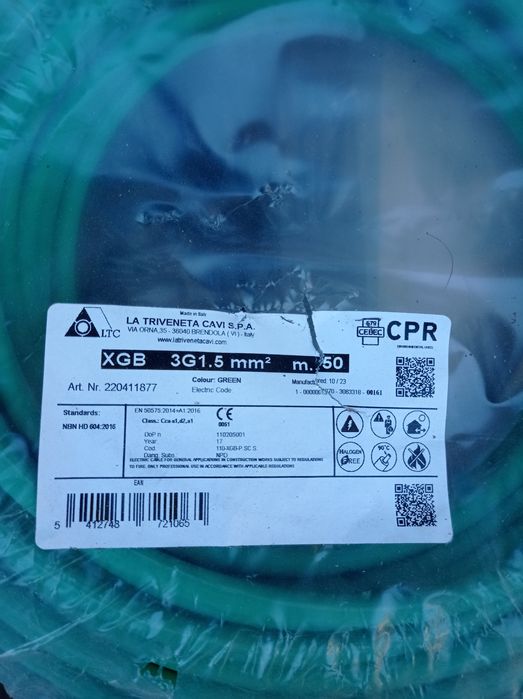 Cablu electric XGB 3 G 1,5 MM