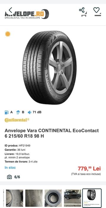 Anvelope vara Duster/Bigster Renault 215 60 18 Continental EcoContact