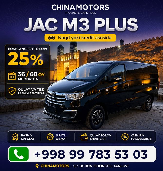 Jac m3  yangi avto salondan 0 probeg