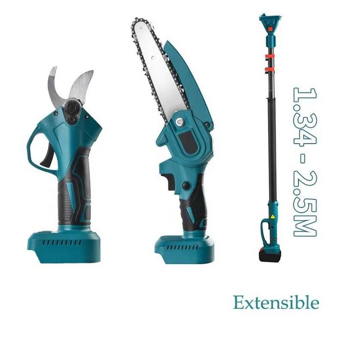 Комплект 3в1 Акумулаторна Ножица и Резачка с телескопична дръжка 36V
