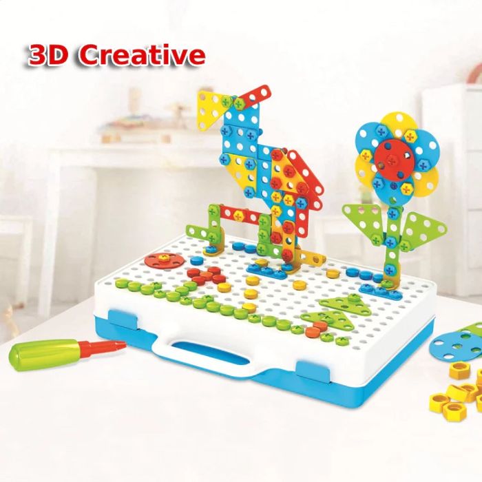 Мозайка за строене с винтоверт детски на батерии