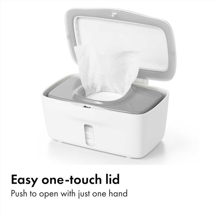OXO TOT Perfect Pull Wipes Dispenser – Дозатор за влажни кърпички с тежка плоча, за използване с една ръка, сив