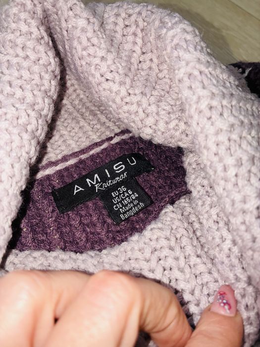 Rochie calduroasa Amisu -culoare mov pruna si maneci lila