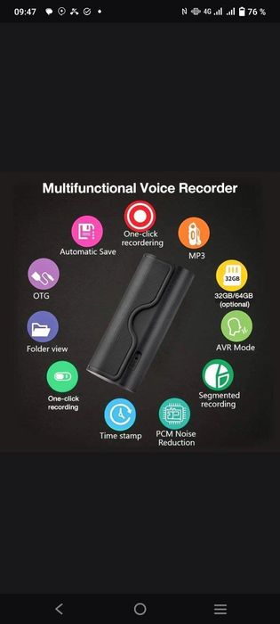 Диктофон 16 кунгача ёзадиган.64 гб юотир Diktofon