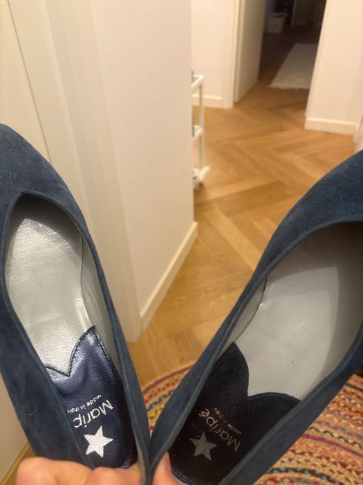Pantofi balerini piele intoarsa albastri marime 38