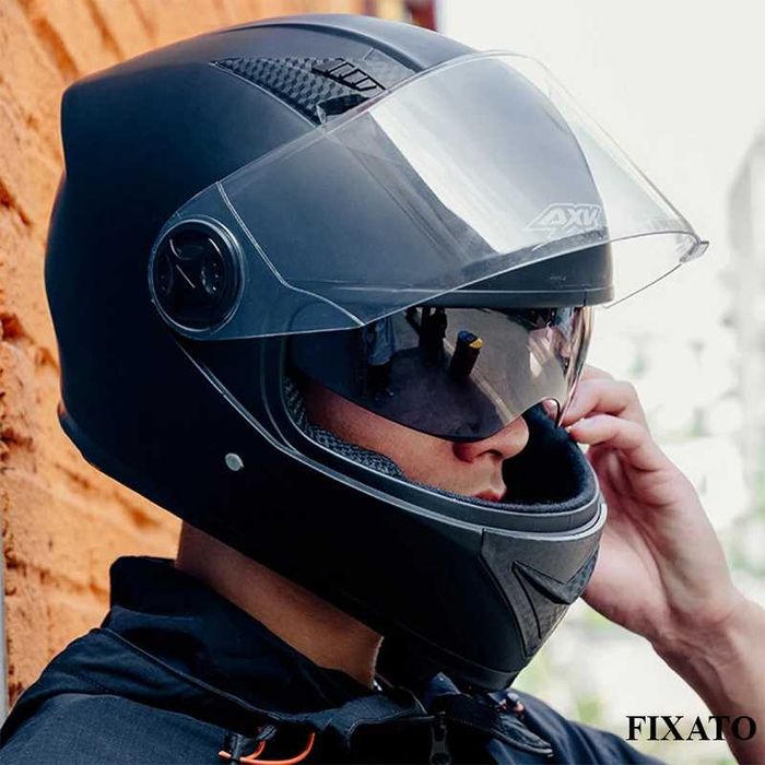 Casca Moto/Scuter/ATV, Viziera Dubla, Esarfa detasabila, Negru