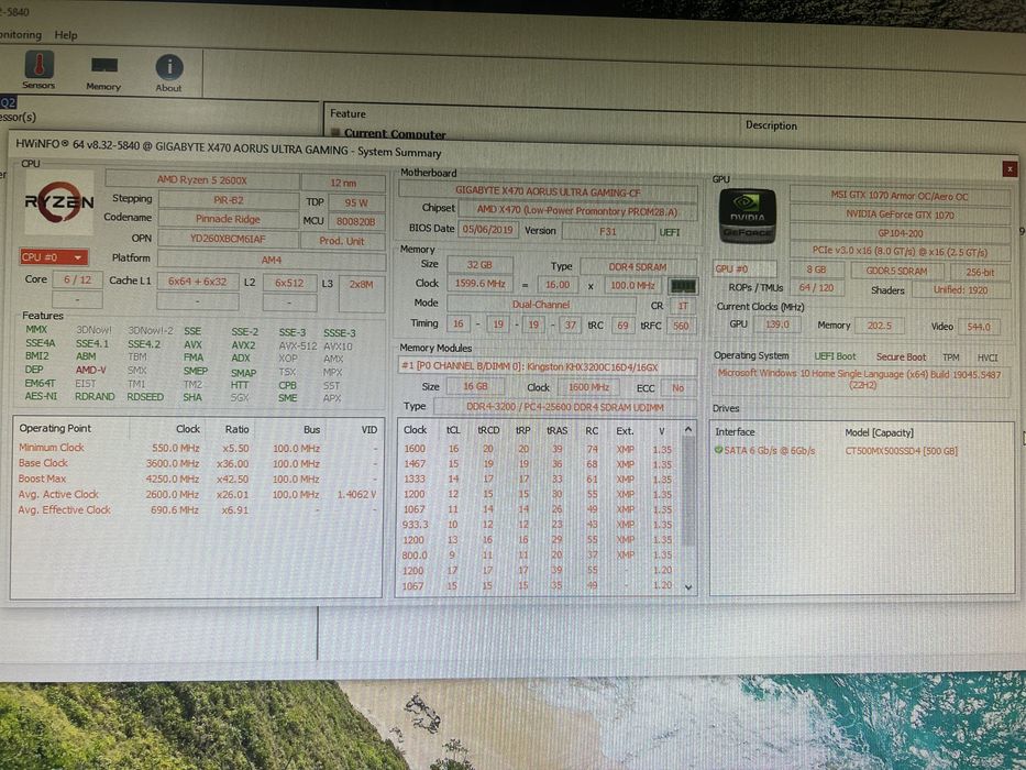 PC Gaming Ryzen 5 + GTX 1070 / 32GB RAM / SSD