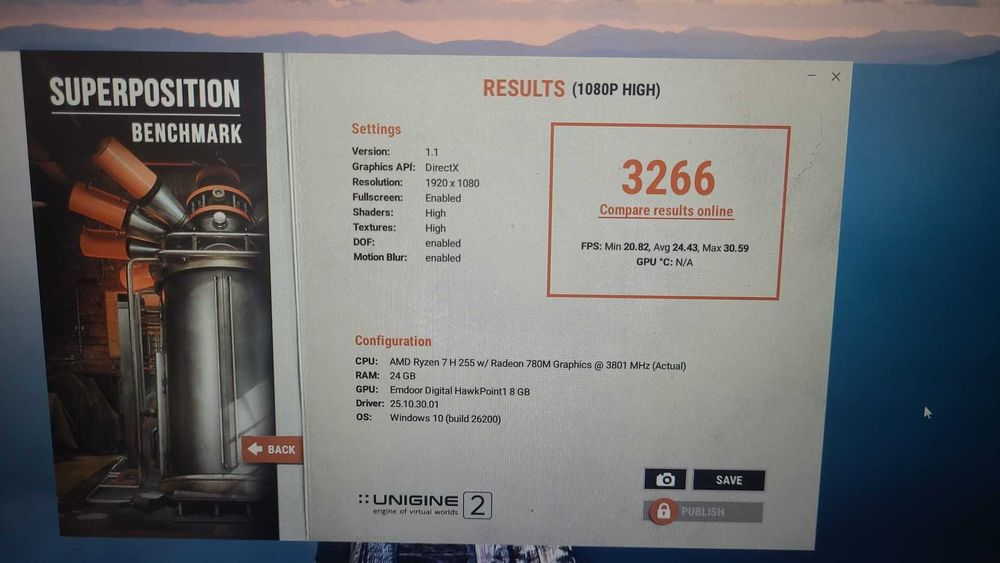 Laptop Gaming Ryzen 7 H255 , 24 gb ram ddr5 6400 , AMD Radeon 780M  , nou