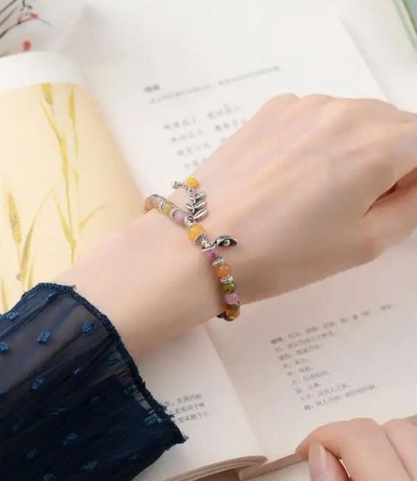 Браслет натуральный турмалин серебро Браслет интересный 
Серебро 925 и