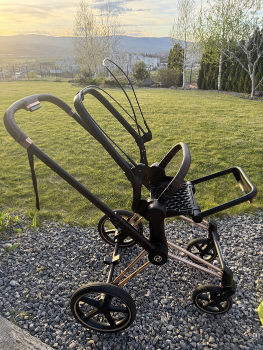 Cybex Platinum Priam 3 шаси + тапицерия за седалка Mustard Yellow  + дъждобран