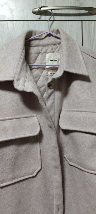 Гибрид пальто рубашка стёганный подклад. Пудровый цвет. Оверсайз.