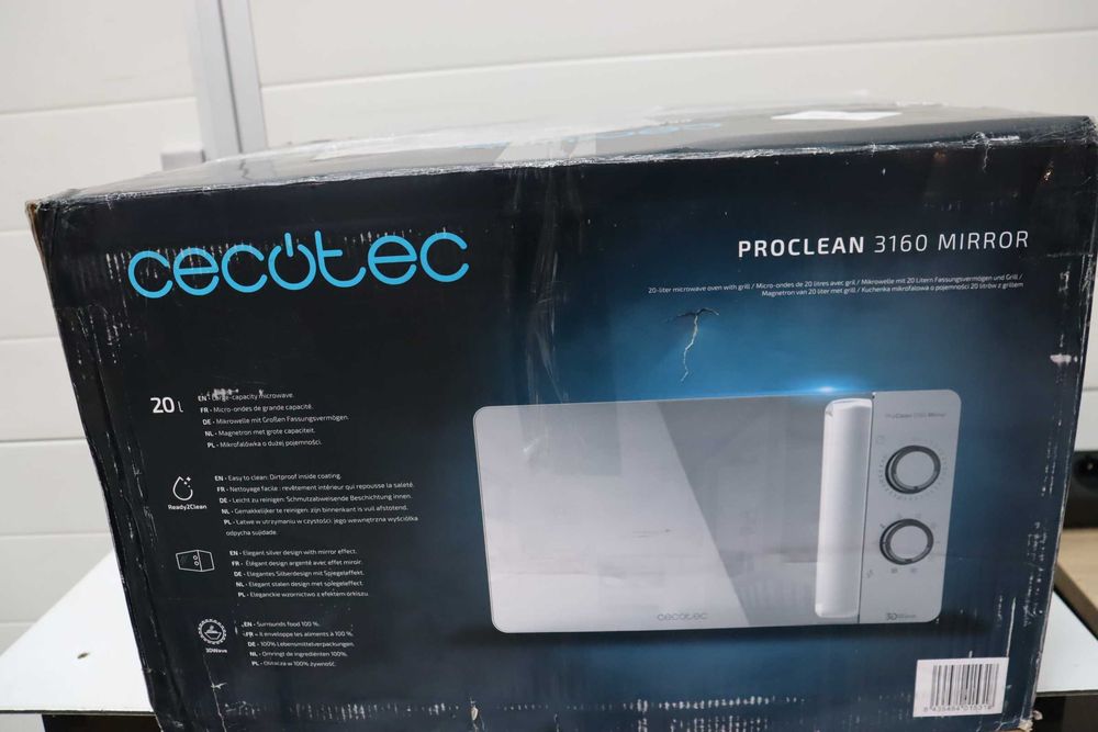 Микровълнова фурна Cecotec ProClean 3160 с огледало, 20л, 700W, грил | 800W грил, Ready2Clean, 3DWave, 6 нива на мощност,размразяване, 30-мин. таймер