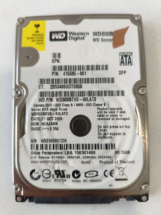 Hard Disk WD 80 gb