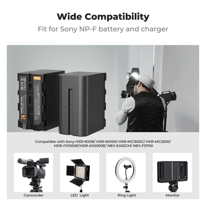 Комплект 2 батерии NP-F970 + зарядно K&F Concept