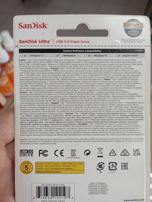 Флешка 64гб/карта памяти sandisk