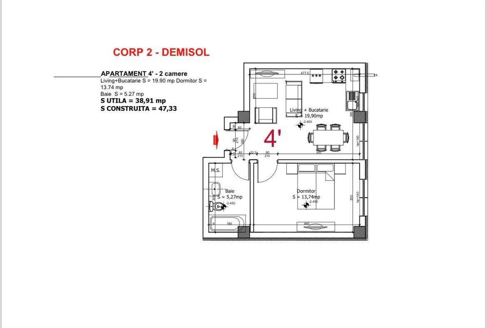 Apartament 2 camere OTOPENI. Direct Dezvoltator! PROIECT FINALIZAT!