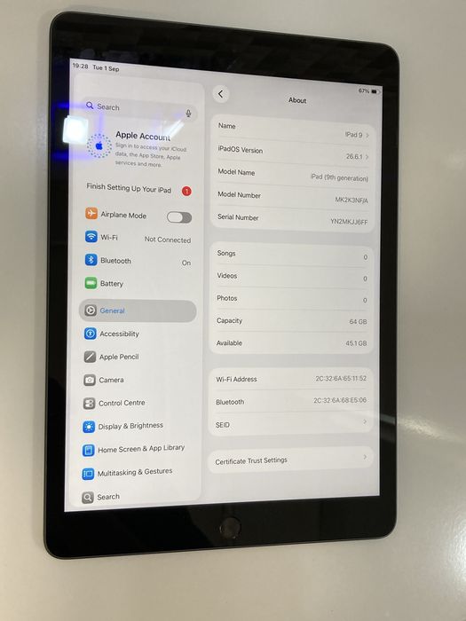 Apple iPad gen 9 • aproape Noua • 96% Bateria • A2602