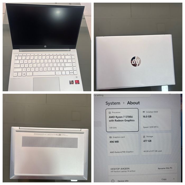 Vand laptop hp 14 amd ryzen 7 5700 16gb ssd 512gb