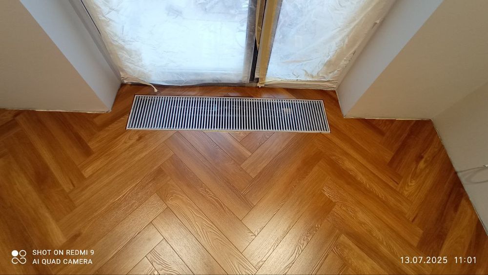 Укладка ламината ёлочкой.