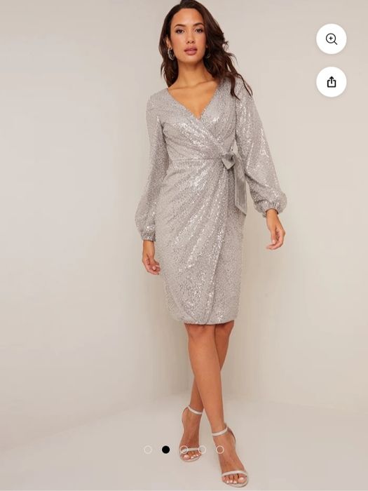 Парти рокля в сребристо