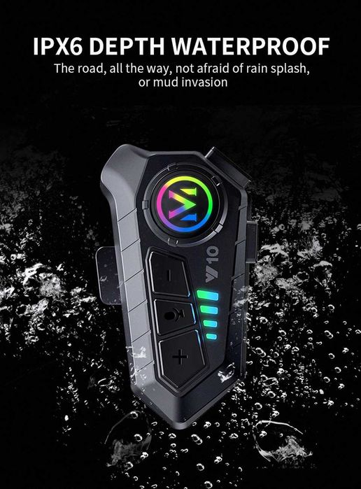 Sistem Bluetooth pentru casca motocicleta V10 ,Intercom Sistem Comunicare Casca Moto cu Bluetooth 5.3 1000mAh
