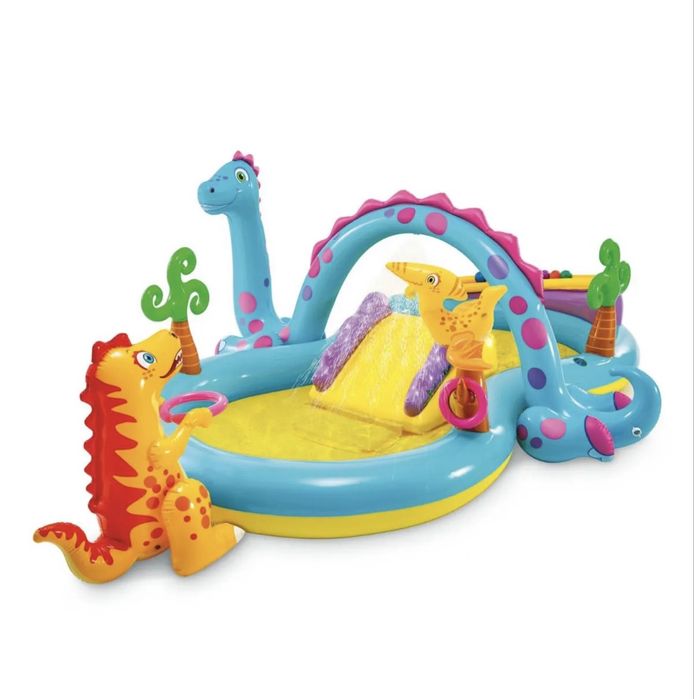 Piscina gonflabila Intex Dinoland 57135NP, pentru copii, cu accesorii, 302 x 229 x 112 cm