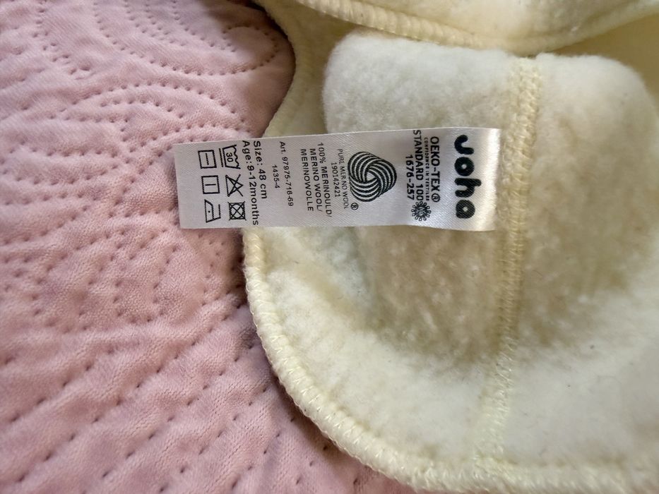 Cagulă dublată Joha fleece lână merinos - Basic White