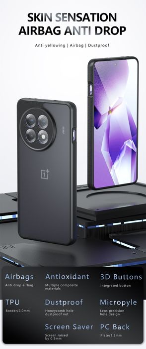 One plus 13,plus 13R силиконов кейс с матов прозрачен гръб нов модел