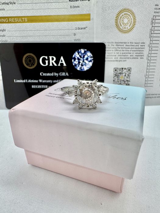 Сребърен пръстен с мойсанит (Диамант) 2 карата