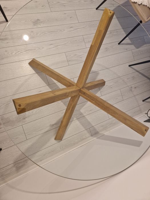 Masă sticlă/stejar