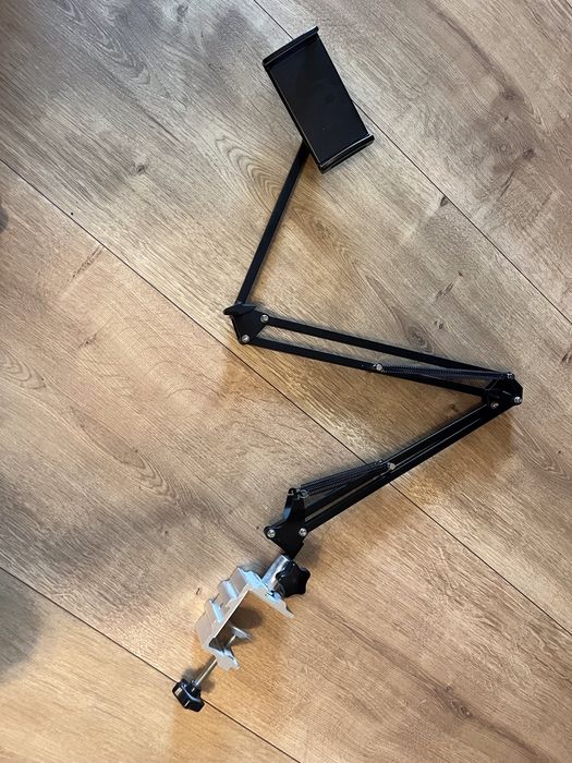 Suport birou telefon / tableta cu brat articulat - metalic, stabil