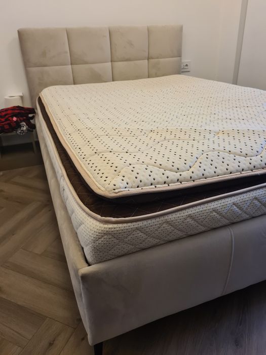 Pat 140 x 200 cu lada si somniera + saltea