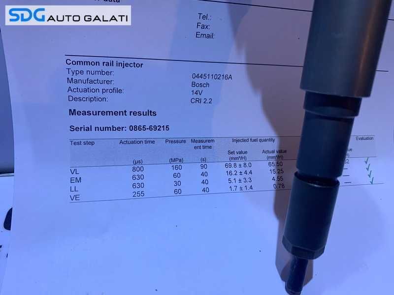Injector Injectoare Probate Testate cu Fisa BMW Seria 3 E90 E91 320 2.0 D 2004 - 2013 Cod 0445110216 7793836 [M7919]