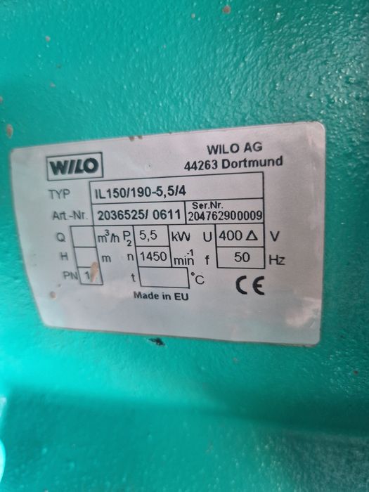 Насос циркуляционный WILO CRONOLINE IL 150/190-5,5/4