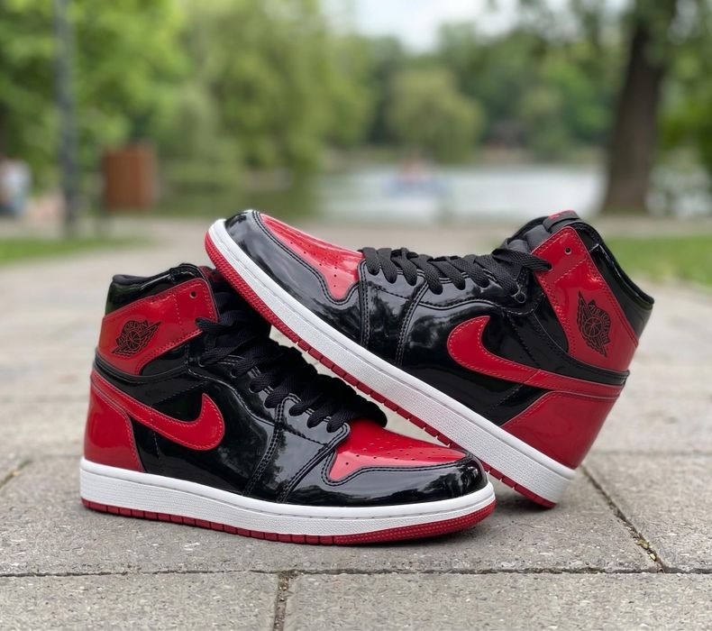 Adidasi Jordan 1 High Patent Bred - Adidasi Fete Baieti
