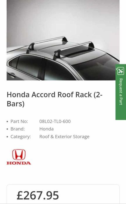 Оригинални греди, багажник за Хонда Акорд седан МК8, 5D (2008-2012)